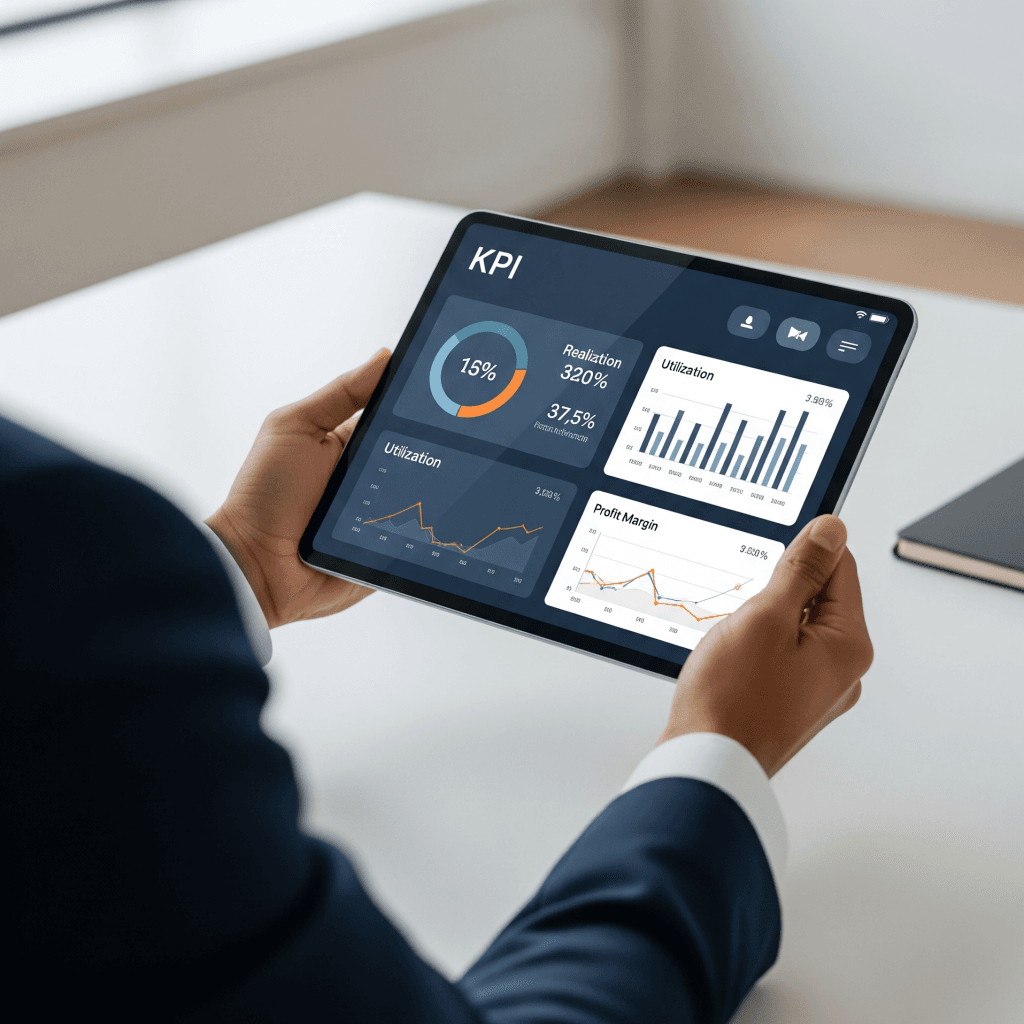 KPI dashboard on tablet